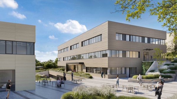 Visualisierung neuer Bauteil 4 Xista Science Park mit begrüntem Freigelände